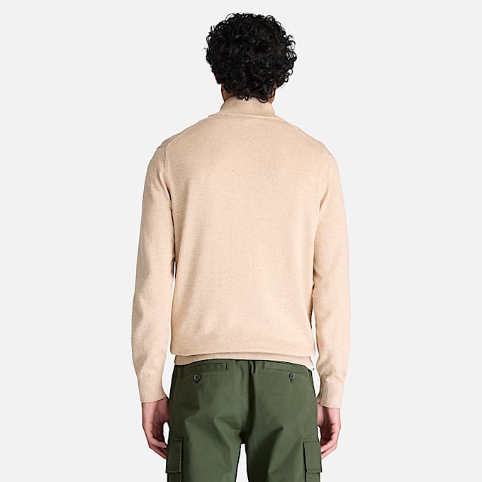 Williams River Baumwollpullover mit durchgehendem Reiverschluss fr Herren in Hellbeige TBL Beige ALT8