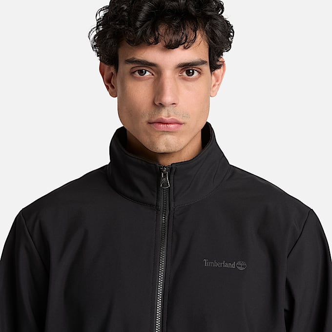 Winddichte SoftshellJacke mit durchgehendem Reiverschluss fr Herren in Schwarz TBL Schwarz ALT3