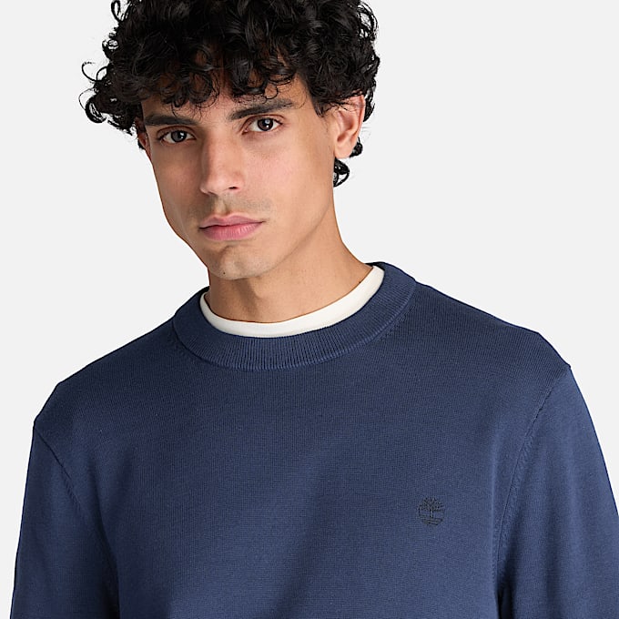 Williams River Baumwollpullover mit Rundhalsausschnitt fr Herren in Dunkelblau TBL Blau ALT3