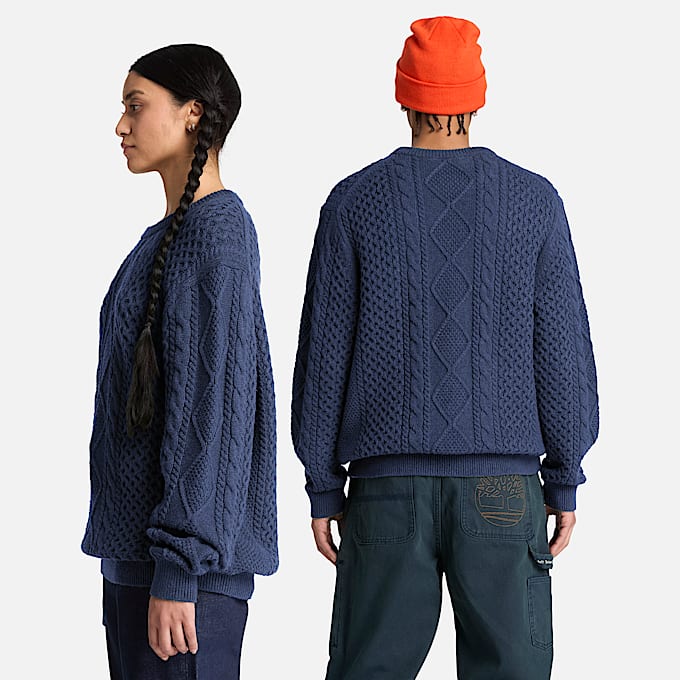 Phillips Brook Rundhalspullover mit Zopfmuster fr Herren in Dunkelblau TBL Blau ALT2
