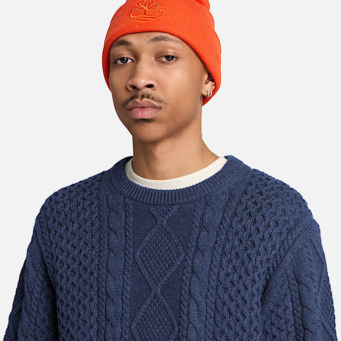 Phillips Brook Rundhalspullover mit Zopfmuster fr Herren in Dunkelblau TBL Blau ALT4