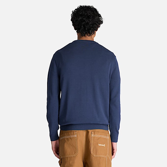Williams River Baumwollpullover mit Rundhalsausschnitt fr Herren in Dunkelblau TBL Blau ALT8