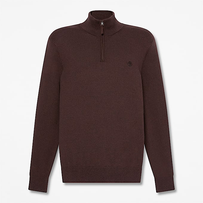Williams River Baumwollpullover mit Viertelreiverschluss fr Herren in Dunkelbraun TBL Braun HERO