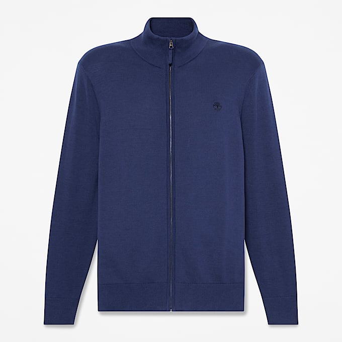 Williams River Baumwollpullover mit durchgehendem Reiverschluss fr Herren in Dunkelblau TBL Blau HERO