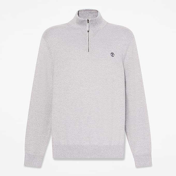 Williams River Baumwollpullover mit Viertelreiverschluss fr Herren in Grau TBL Grau HERO