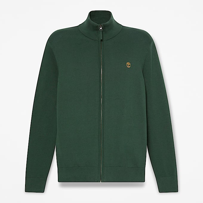 Williams River Baumwollpullover mit durchgehendem Reiverschluss fr Herren in Dunkelgrn TBL Grn HERO
