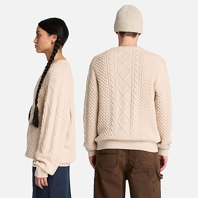 Phillips Brook Rundhalspullover mit Zopfmuster fr Herren in Hellbeige TBL Beige ALT2