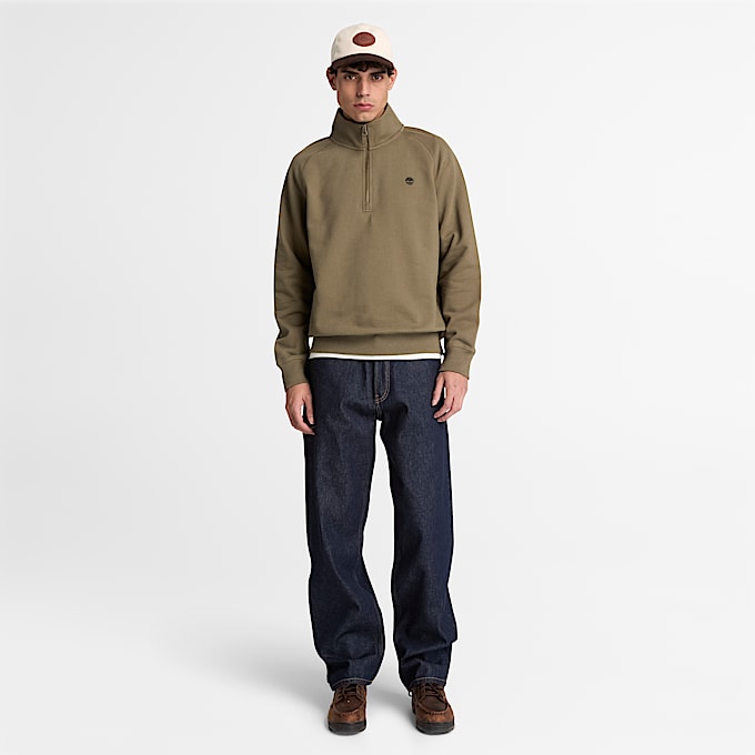 Exeter River Sweatshirt mit gesticktem Logo und Viertelreiverschluss fr Herren in Dunkelgrn TBL Grn ALT2