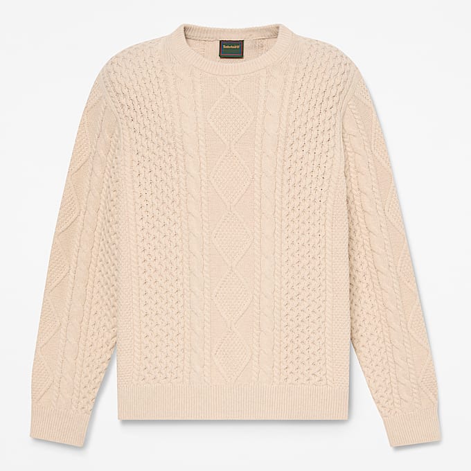 Phillips Brook Rundhalspullover mit Zopfmuster fr Herren in Hellbeige TBL Beige HERO