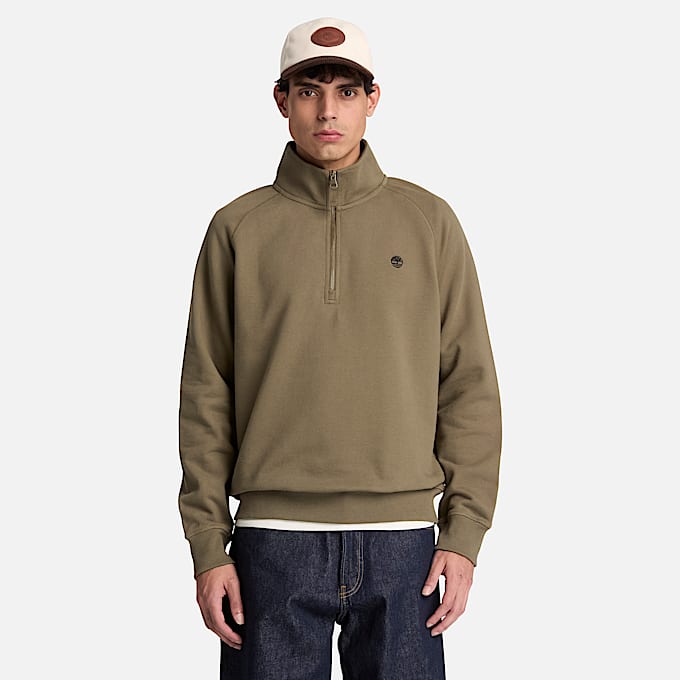 Exeter River Sweatshirt mit gesticktem Logo und Viertelreiverschluss fr Herren in Dunkelgrn TBL Grn ALT1