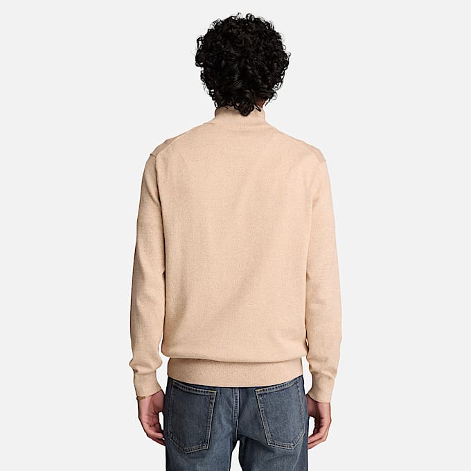 Williams River Baumwollpullover mit Viertelreiverschluss fr Herren in Hellbeige TBL Beige ALT8