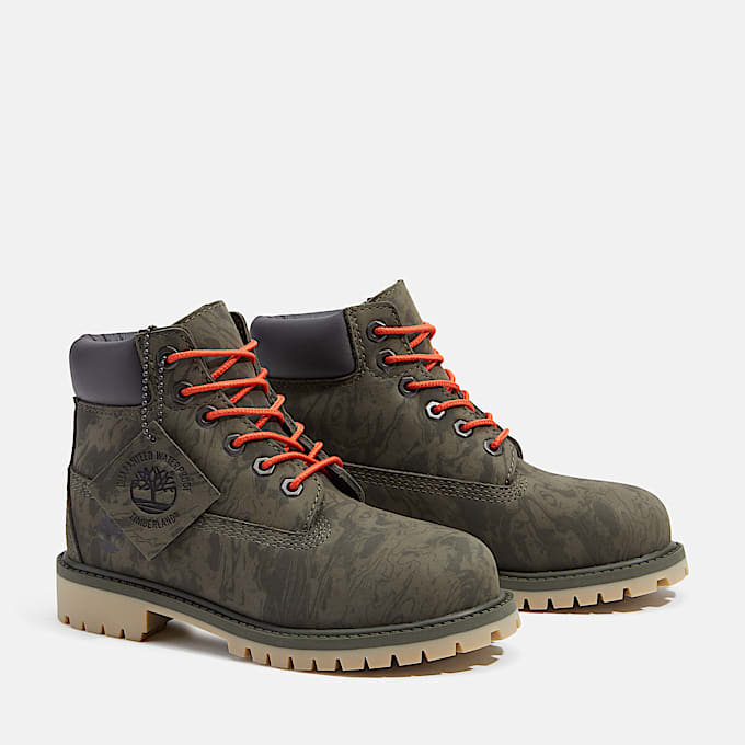 Wasserdichter Timberland Premium 6Inch Boot fr Kinder in Dunkelgrn TBL Grn ALT4