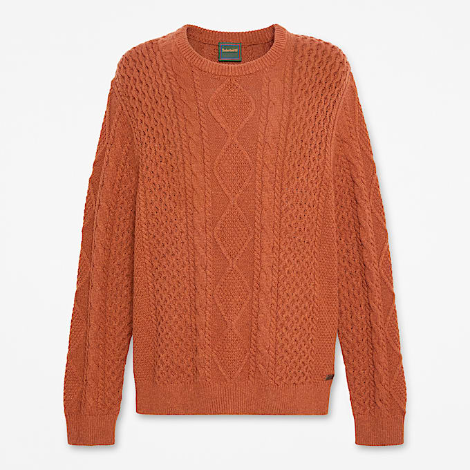 Phillips Brook Rundhalspullover mit Zopfmuster fr Herren in Braun TBL Braun HERO