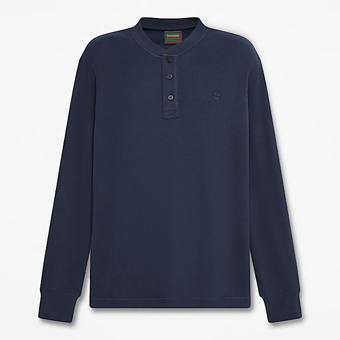 Langrmeliges Wharf River Polohemd mit Waffelstruktur fr Herren in Dunkelblau TBL Blau HERO
