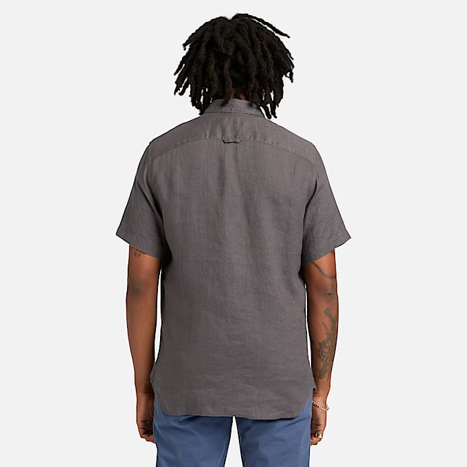 Kurzrmeliges Mill Brook Leinenhemd fr Herren in Grau TBL Grau ALT8