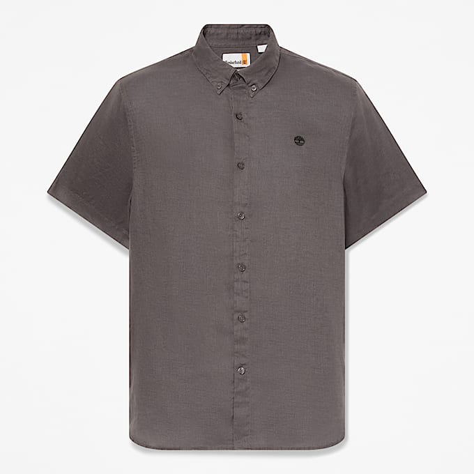 Kurzrmeliges Mill Brook Leinenhemd fr Herren in Grau TBL Grau HERO