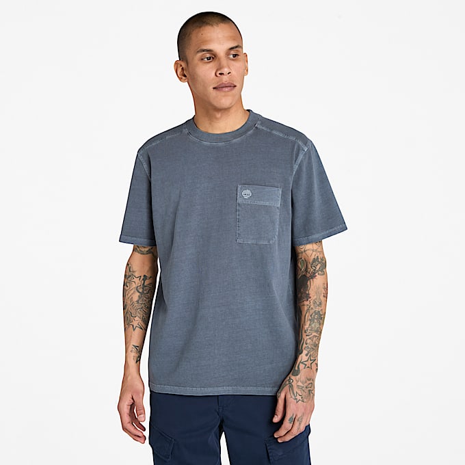 Stckgefrbtes Merrymack River TShirt mit Brusttasche fr Herren in Blau TBL Blau ALT1