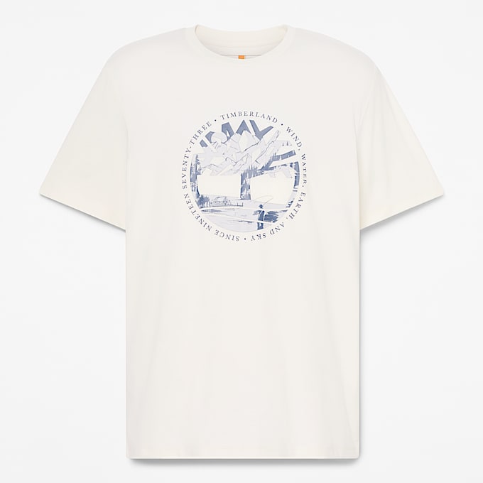 TShirt mit BaumLogo und HausamSeeGrafik fr Herren in Wei TBL Wei HERO