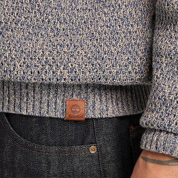Strukturierter Baumwollpullover fr Herren in Blau TBL Blau ALT3