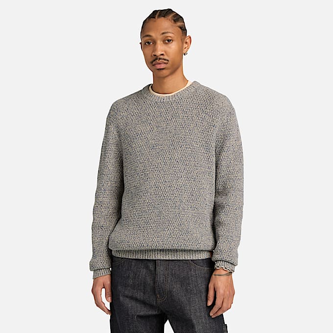 Strukturierter Baumwollpullover fr Herren in Blau TBL Blau ALT1