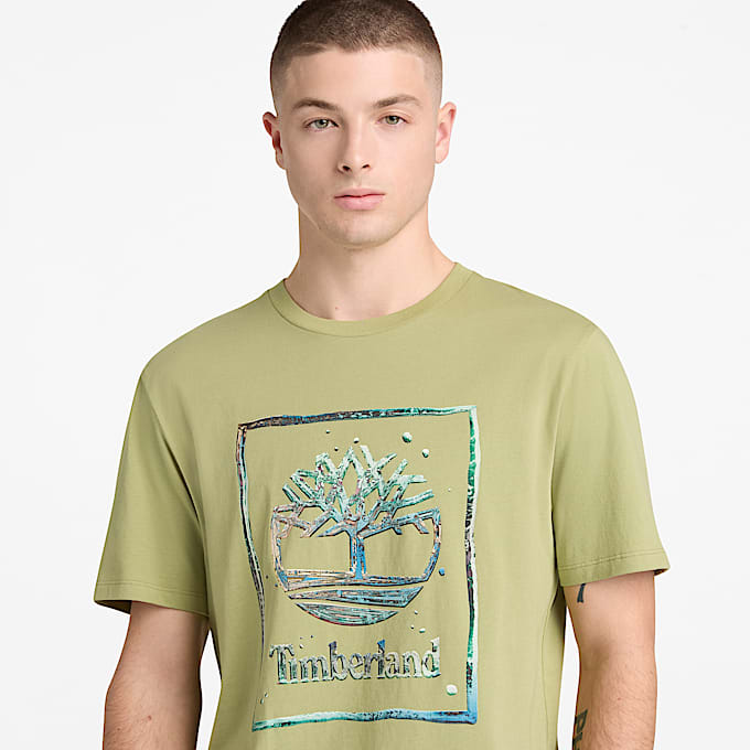 Kurzrmeliges TShirt mit WasserLogoprint fr Herren in Grn TBL Grn ALT3