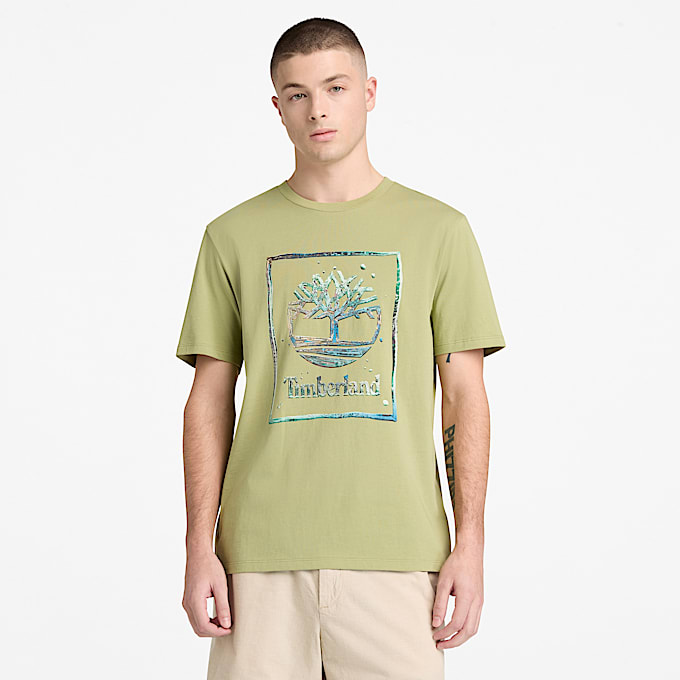 Kurzrmeliges TShirt mit WasserLogoprint fr Herren in Grn TBL Grn ALT1