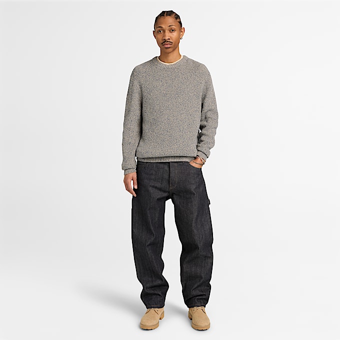 Strukturierter Baumwollpullover fr Herren in Blau TBL Blau ALT2
