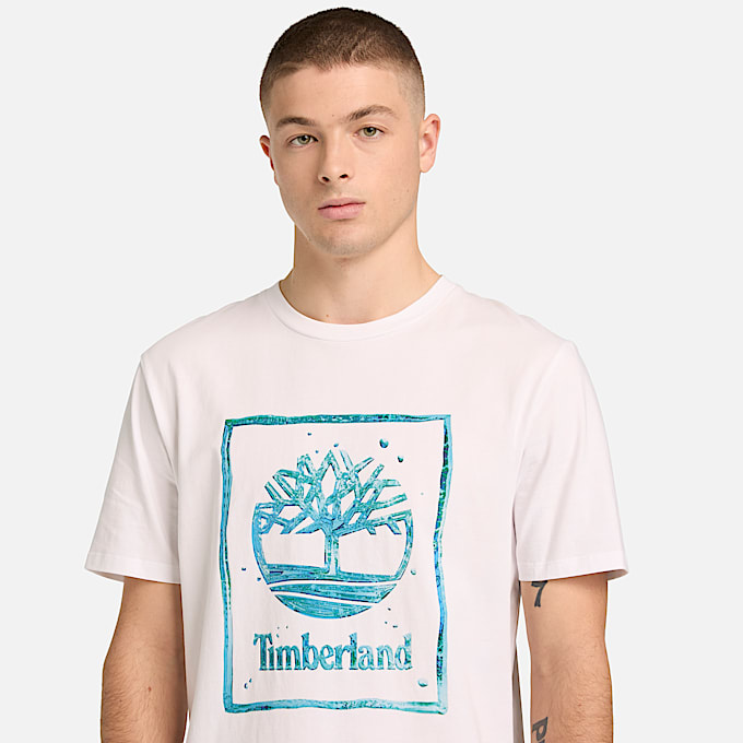 Kurzrmeliges TShirt mit WasserLogoprint fr Herren in Wei TBL Wei ALT3