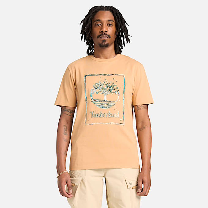 Kurzrmeliges TShirt mit WasserLogoprint fr Herren in Beige TBL Beige ALT1