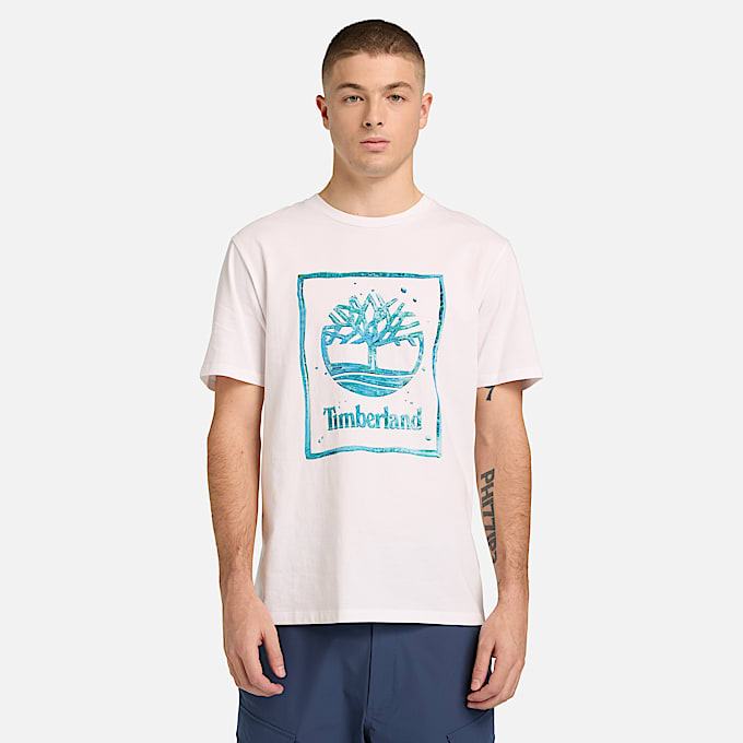 Kurzrmeliges TShirt mit WasserLogoprint fr Herren in Wei TBL Wei ALT1
