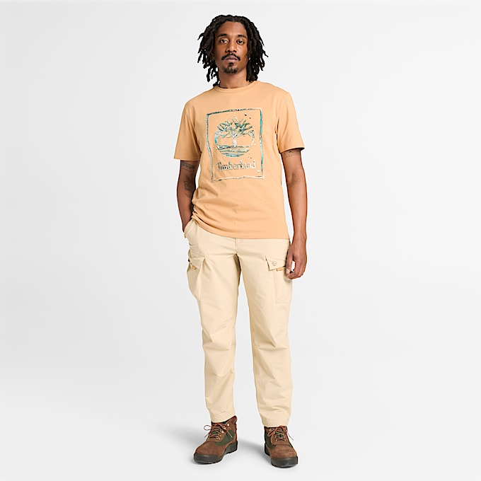 Kurzrmeliges TShirt mit WasserLogoprint fr Herren in Beige TBL Beige ALT2