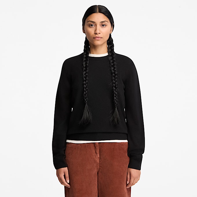 Rundhalspullover aus Merinowolle fr Damen in Schwarz TBL Schwarz ALT1