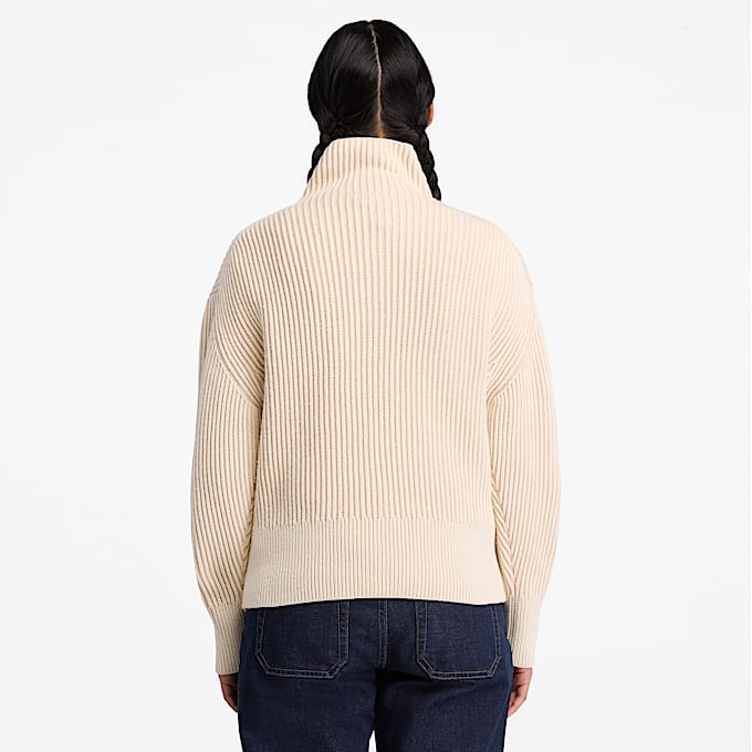 Grobstrickpullover mit Viertelreiverschluss fr Damen in Beige TBL Beige ALT8