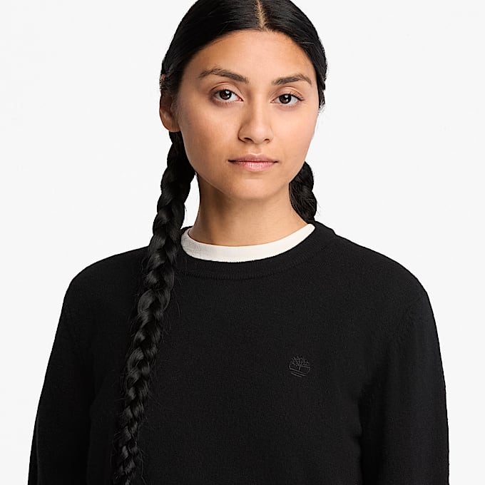 Rundhalspullover aus Merinowolle fr Damen in Schwarz TBL Schwarz ALT3