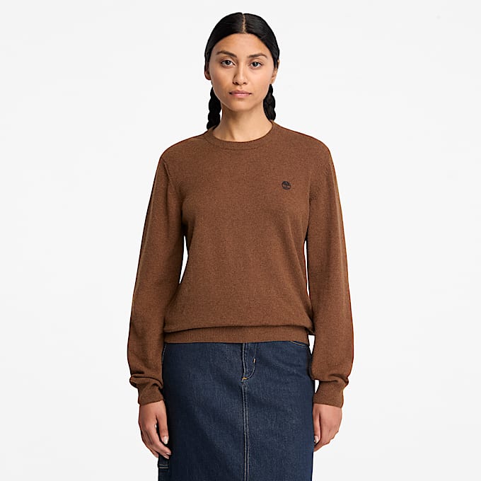 Rundhalspullover aus Merinowolle fr Damen in Dunkelbraun TBL Braun ALT1