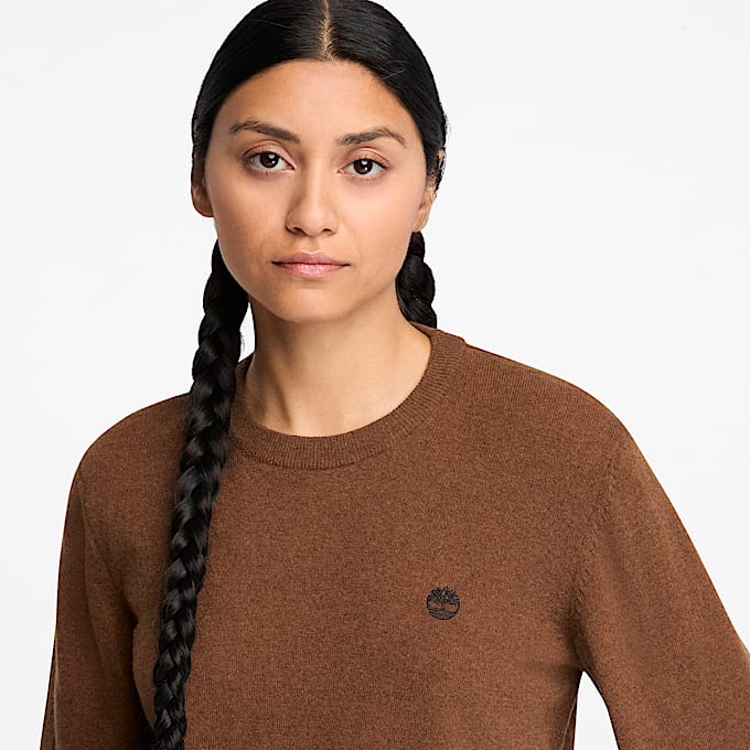 Rundhalspullover aus Merinowolle fr Damen in Dunkelbraun TBL Braun ALT3