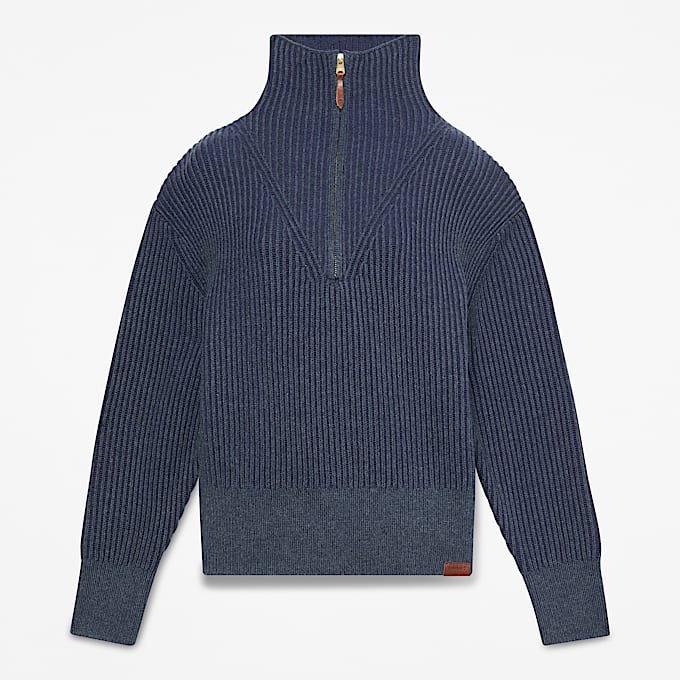 Grobstrickpullover mit Viertelreiverschluss fr Damen in Blau TBL Blau HERO