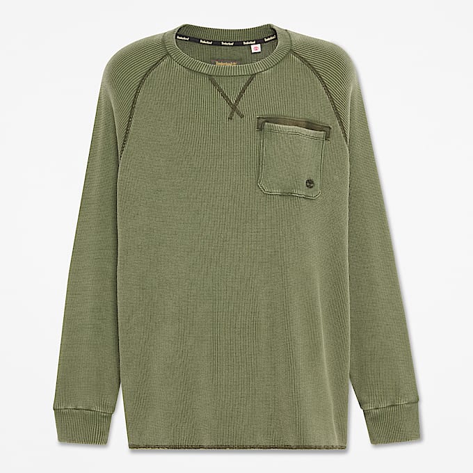 Gefrbtes Timberland Tokyo Design Collective LangarmTShirt aus Waffelstrickgewebe in Dunkelgrn TBL Grn HERO