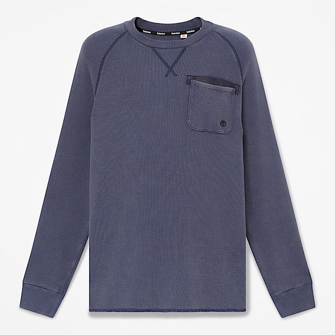 Gefrbtes Timberland Tokyo Design Collective LangarmTShirt aus Waffelstrickgewebe in Dunkelblau TBL Blau HERO