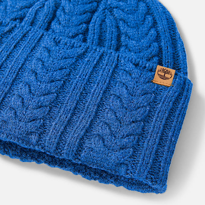 Strickmtze mit Zopfmuster fr Damen in Blau TBL Blau ALT1