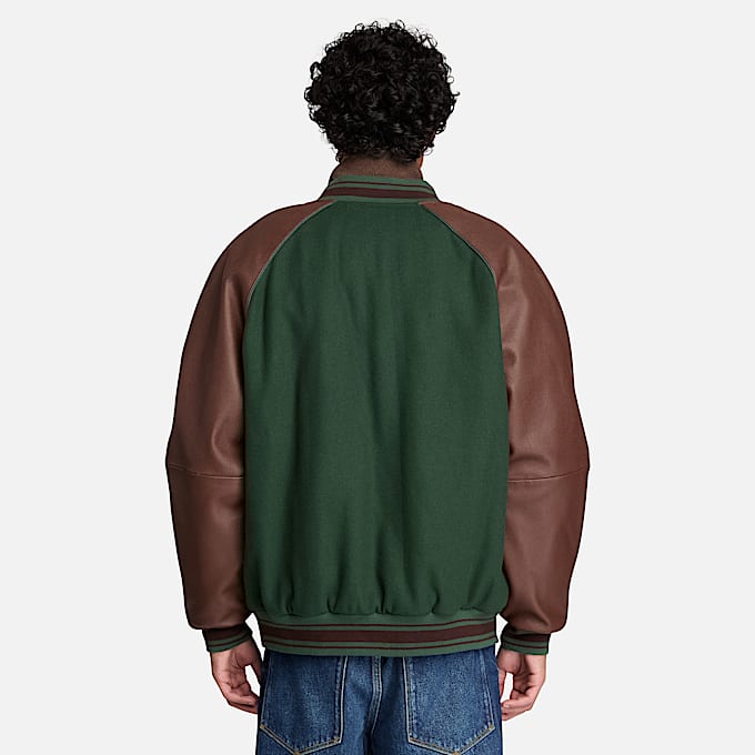 Charakteristische Jacke im CollegeStil fr Herren in DunkelbraunDunkelgrn TBL Braun ALT8