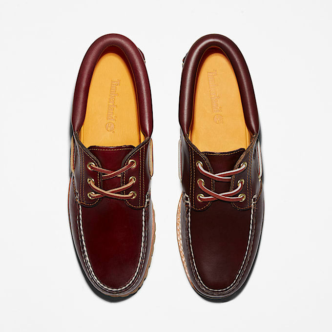 Handgenähter Timberland® Authentic 3-Eye Lug Bootsschuh für Herren in Burgunderrot
