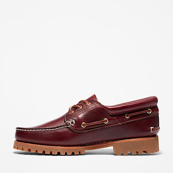 Handgenähter Timberland® Authentic 3-Eye Lug Bootsschuh für Herren in Burgunderrot