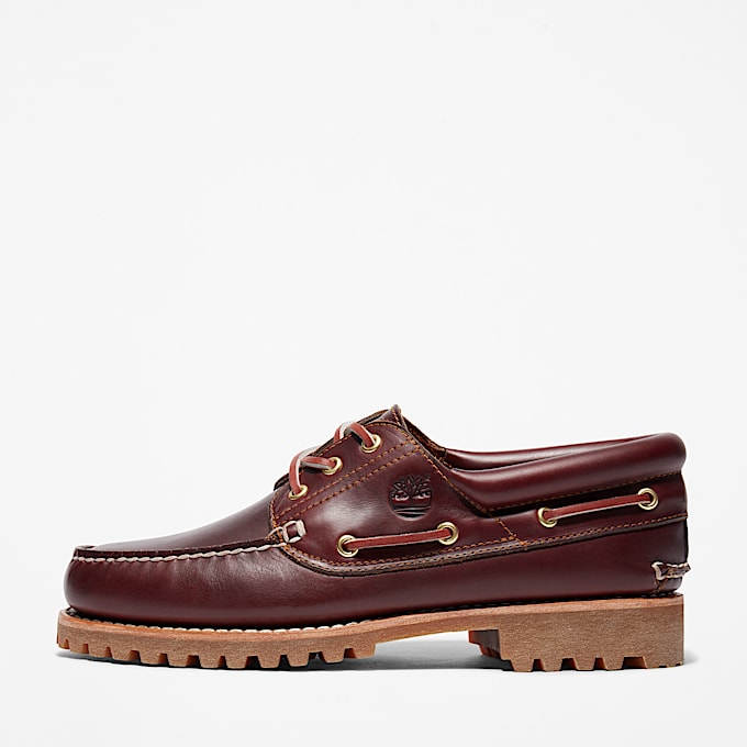 Handgenähter Timberland® Authentic 3-Eye Lug Bootsschuh für Herren in Burgunderrot
