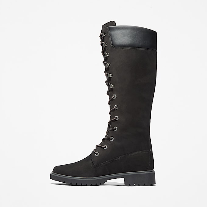 Wasserdichter Timberland Premium 14-Inch-Boot zum Schnüren für Damen in Schwarz