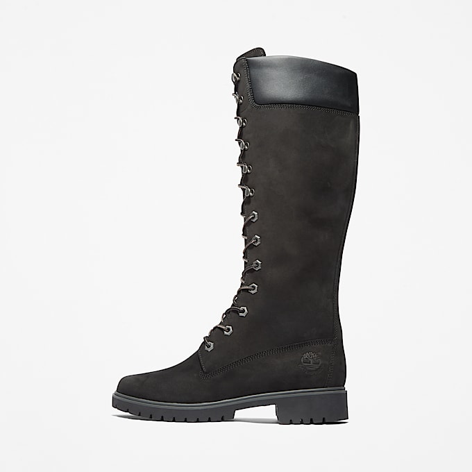 Wasserdichter Timberland Premium 14-Inch-Boot zum Schnüren für Damen in Schwarz