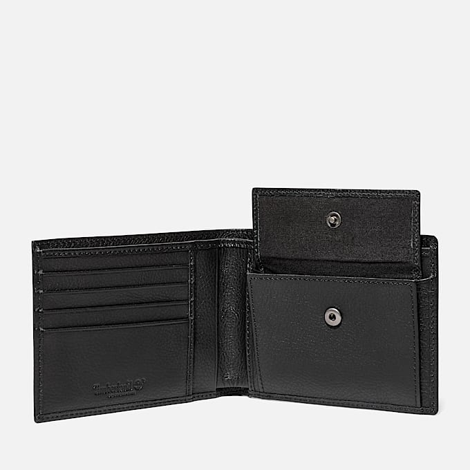 Faltbare Kennebunk Brieftasche Leder mit Münzfach für Herren in Schwarz