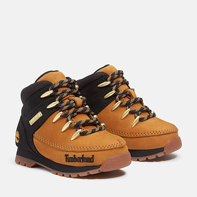 Euro Sprint Mid Lace-Up Boot for Toddler in Black & Yellow