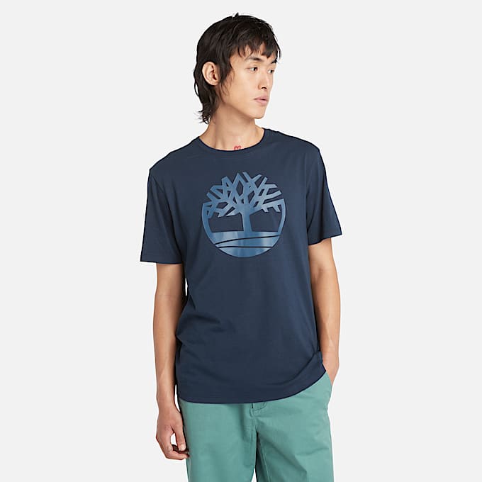 Kennebec River Tree Logo T-Shirt for Men in Dark Blue - 1