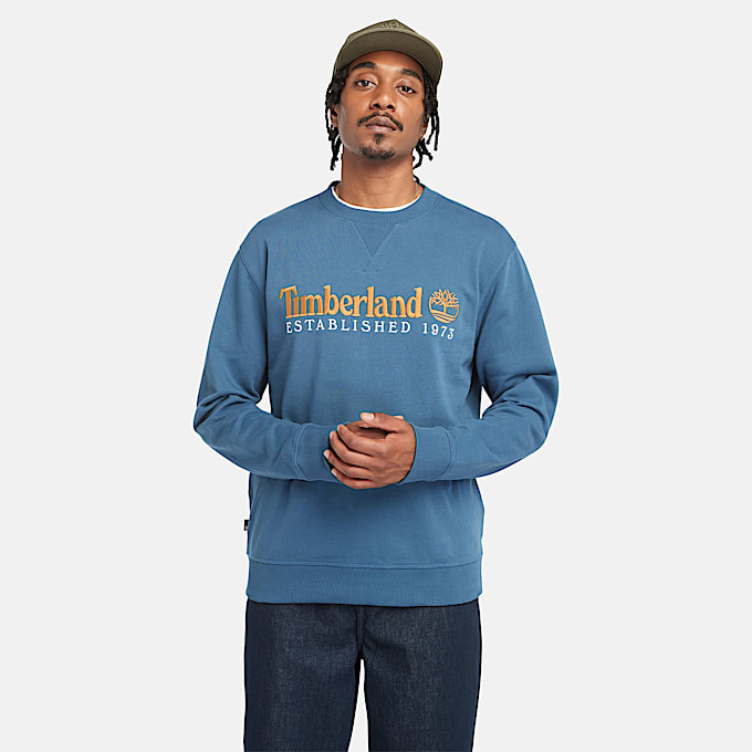 Established 1973 Embroidered Logo Crewneck Sweatshirt for Men in Dark Blue - 1
